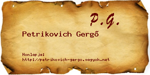 Petrikovich Gergő névjegykártya