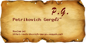 Petrikovich Gergő névjegykártya